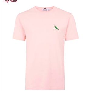 TOPMAN Pink Dinosaur Embroidery T-Shirt NWOT
